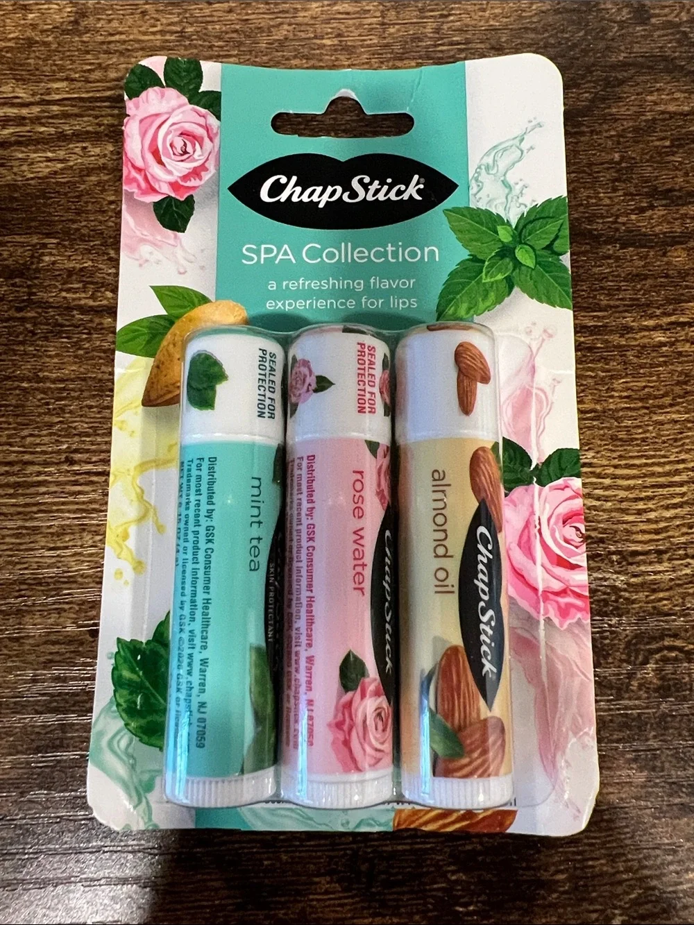ChapStick Spa Collection Lip Balm Bundle 2 Packs Mint Tea Rose Water Almond Oil